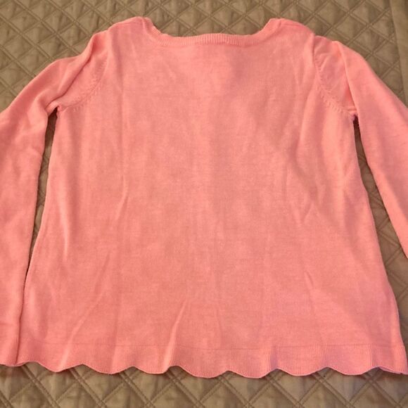 Bonpoint Girls Pink Cardigan with Scalloped Hem and Cuff. Cotton Blend. Size 10Y - Picture 4 of 7